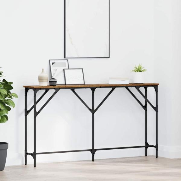 ARDEBO.de - Konsolentisch Altholz 140 x 23 x 75 cm Schichtholz und Metall