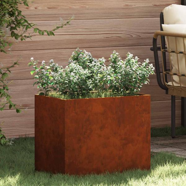 ARDEBO.de - Garten-Pflanzgefäß Rostoptik 50 x 32 x 40 cm Wetterfeststahl