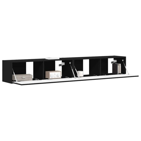 TV-Wandschrank 2 stk. Schwarz Holzwerkstoff