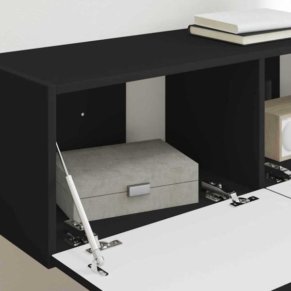 TV-Wandschrank 2 stk. Schwarz Holzwerkstoff