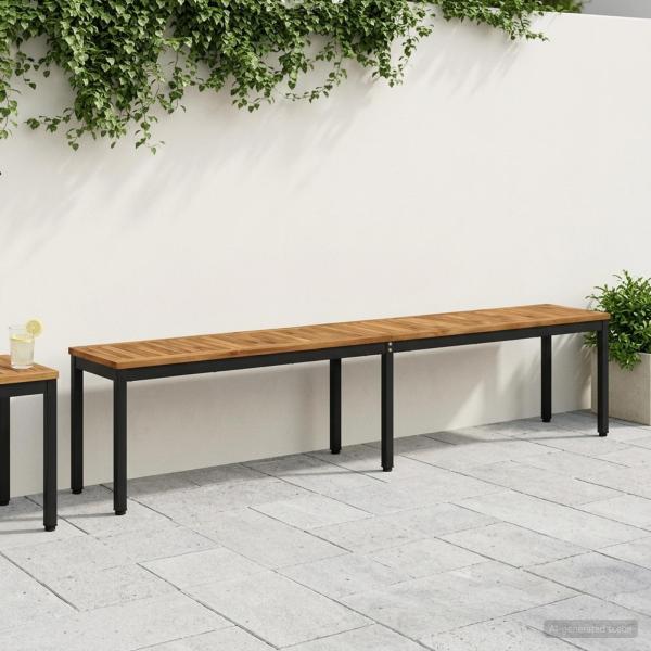 ARDEBO.de - Gartenbank 201 x 35 x 45 cm Massivholz Akazie Rechtwinklig