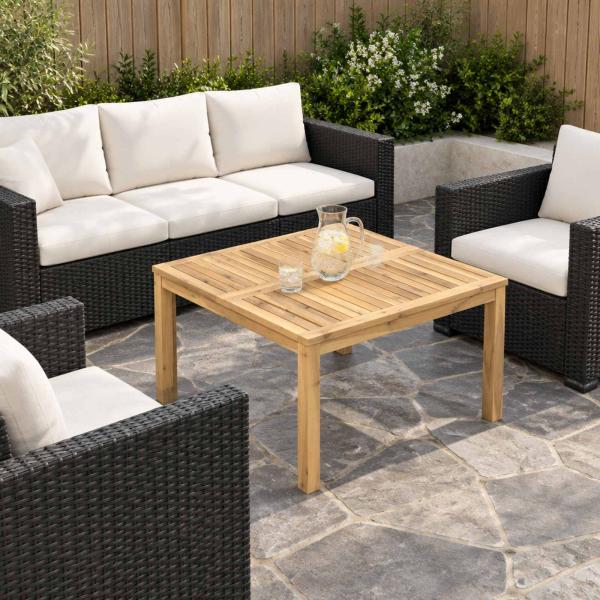 ARDEBO.de - Couchtisch Weiß 80 x 80,5 x 45 cm Massivholz Akazie