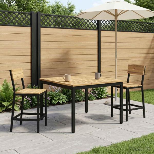 ARDEBO.de - Couchtisch Weiß und Schwarz 80 x 80,5 x 45 cm Massivholz Akazie