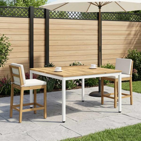 Couchtisch Wei? 98 x 100,5 x 45 cm Massivholz Akazie
