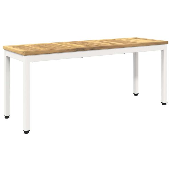 Gartenbank 108,5 x 35 x 45 cm Massivholz Akazie Weiß
