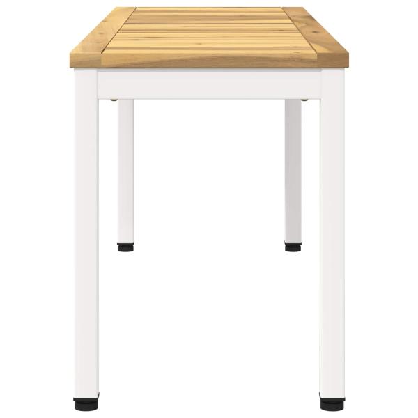 Gartenbank 108,5 x 35 x 45 cm Massivholz Akazie Weiß