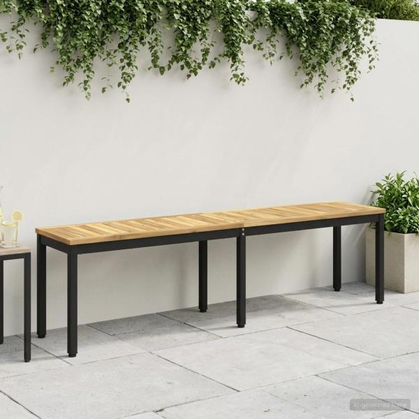 ARDEBO.de - Gartenbank 161 x 35 x 45 cm Massivholz Akazie Weiß und Schwarz