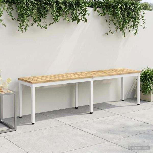 ARDEBO.de - Gartenbank 161 x 35 x 45 cm Massivholz Akazie Weiß Rechtwinklig