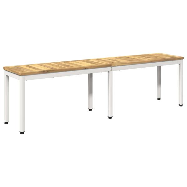 Gartenbank 161 x 35 x 45 cm Massivholz Akazie Weiß Rechtwinklig