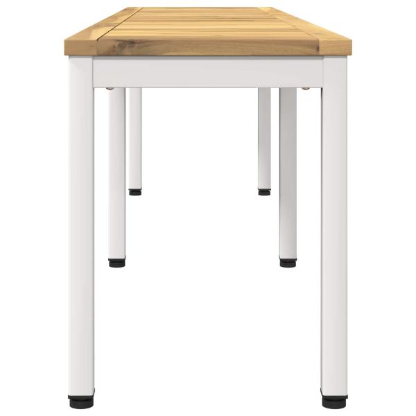 Gartenbank 161 x 35 x 45 cm Massivholz Akazie Weiß Rechtwinklig