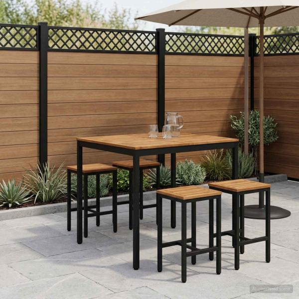 ARDEBO.de - Gartenbar-Tisch NAARDEN Natürlich und Schwarz