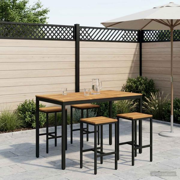 ARDEBO.de - Gartenbar-Tisch Weiß und Schwarz 147 x 88,5 x 105 cm