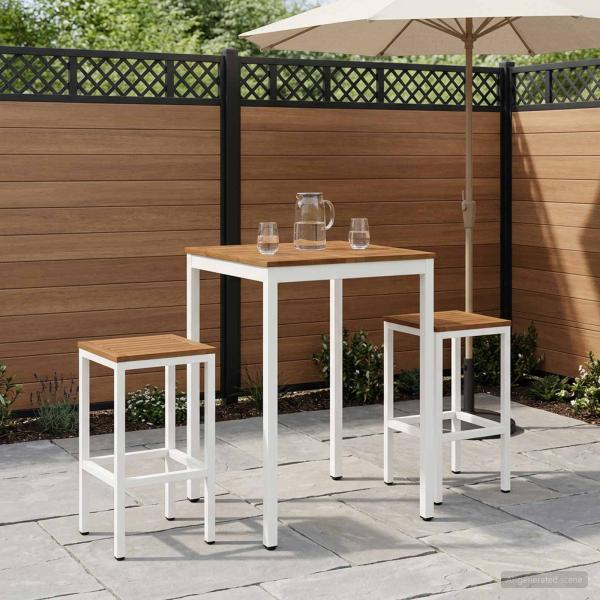 ARDEBO.de - Gartenbar-Tisch NAARDEN Natürlich und Weiß 70 x 68,5 x 105 cm