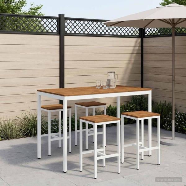 ARDEBO.de - Gartenbar-Tisch Natürlich und Weiß 147 x 88,5 x 105 cm