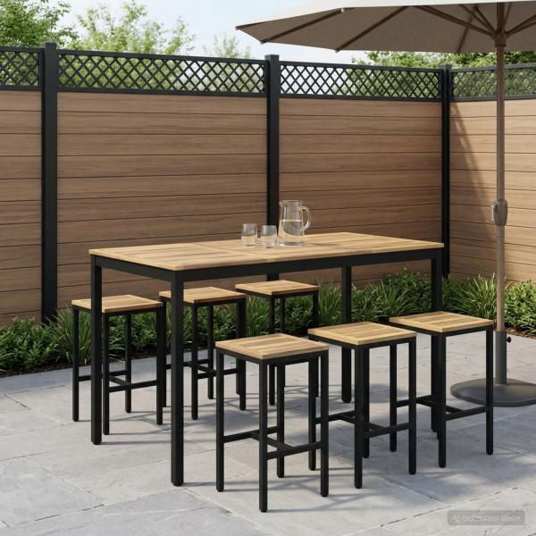 ARDEBO.de - Gartenbar-Tisch Weiß und Schwarz 141 x 80,5 x 105 cm