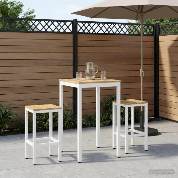 ARDEBO.de - Gartenbar-Tisch NAARDEN Weiß 60 x 60,5 x 105 cm