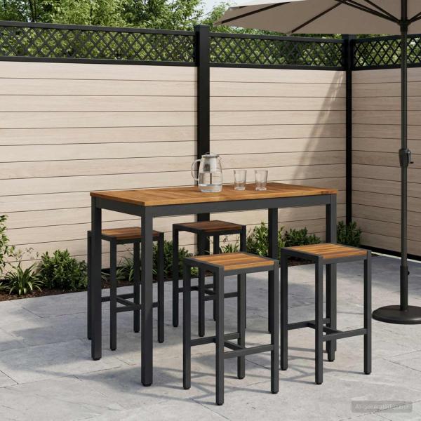 ARDEBO.de - Gartenbar-Tisch NAARDEN Natürlich und Schwarz
