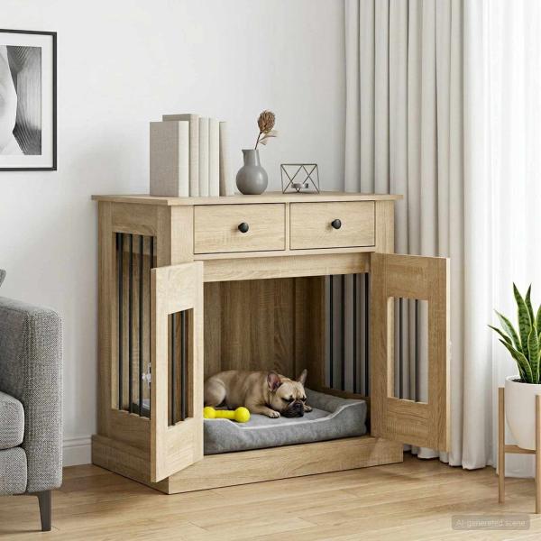 ARDEBO.de - Hundekäfigmöbel Sonoma-Eiche 80 x 47,5 x 80 cm Holzwerkstoff