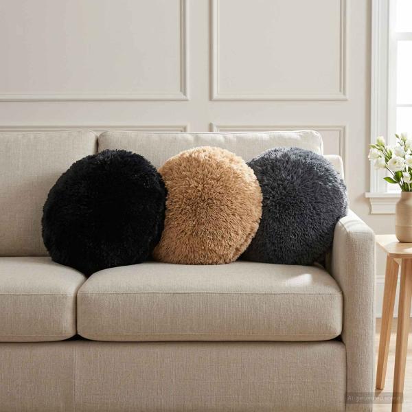 ARDEBO.de - Kissen mit Kissen HEERLEN 6 Stk. Anthrazit PV Fleece