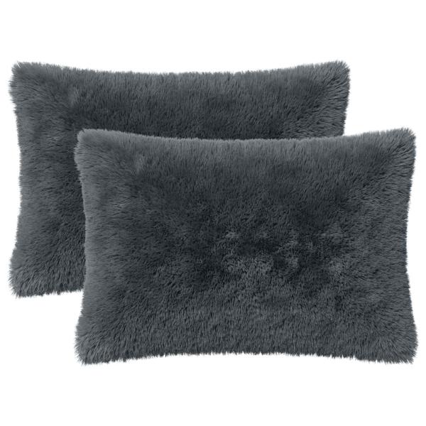 Kissen 2 stk. HEERLEN Anthrazit 50 x 70 cm PV Fleece
