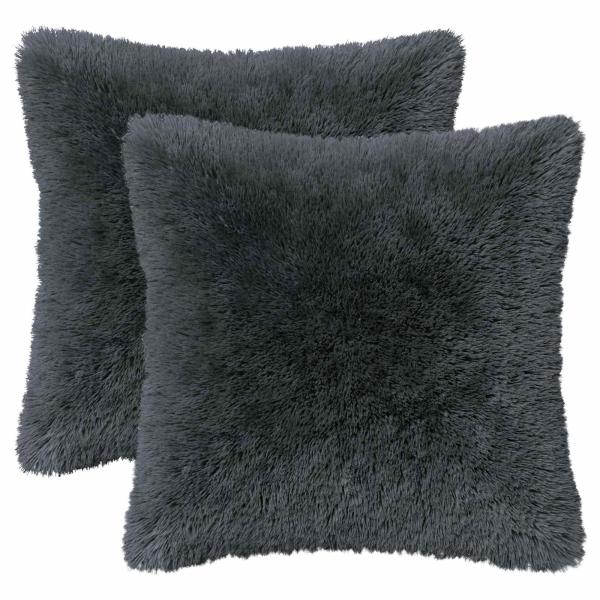 Kissen 2 stk. HEERLEN Anthrazit 45 x 45 cm PV Fleece