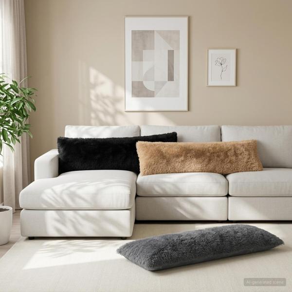 ARDEBO.de - Kissen mit Kissen HEERLEN 2 Stk. Anthrazit PV Fleece