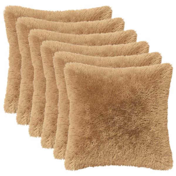 Wurfkissen 6 stk. HEERLEN Taupe 35 x 35 cm PV Fleece