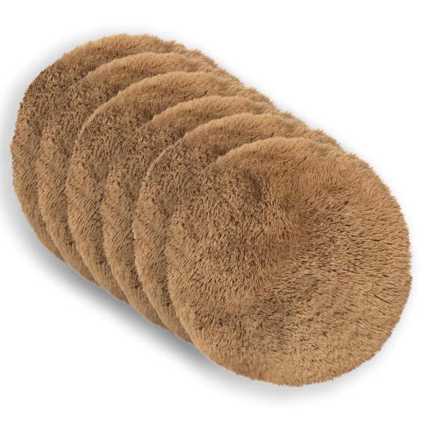 Wurfkissen 6 stk. HEERLEN Taupe Durchmesser 30 cm PV Fleece