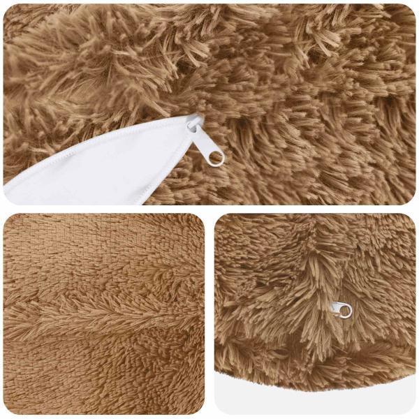 Wurfkissen 6 stk. HEERLEN Taupe Durchmesser 30 cm PV Fleece
