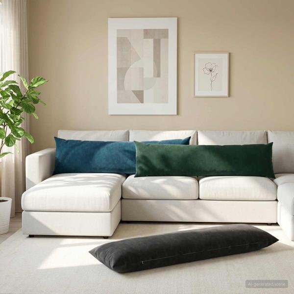 ARDEBO.de - Kissen mit Kissen HEERLEN Schwarz 40 x 145 cm Samt