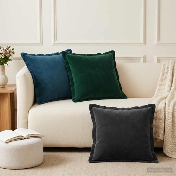 ARDEBO.de - Kissen mit Kissen HOUTEN 6 Stk. Blau Samt