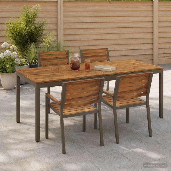ARDEBO.de - Gartentisch Natur und Kaffee 147 x 88,5 x 75 cm