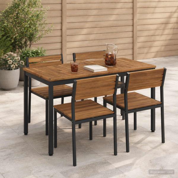 ARDEBO.de - Gartentisch Natürlich und Schwarz 108,5 x 55 x 75 cm
