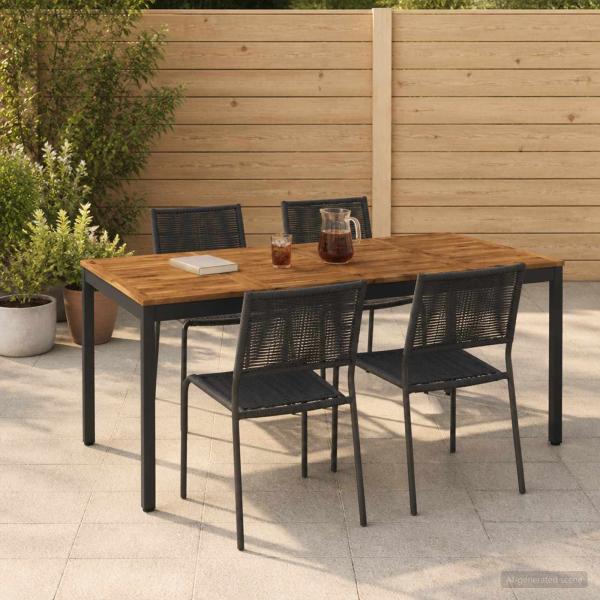 ARDEBO.de - Gartentisch Natürlich und Schwarz 180 x 88,5 x 75 cm