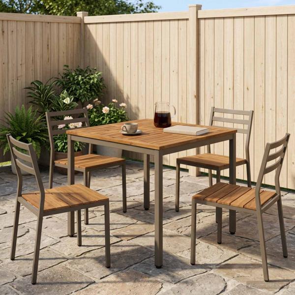 ARDEBO.de - Gartentisch Natur und Kaffee 80 x 80,5 x 75 cm