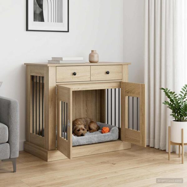 ARDEBO.de - Hundekäfigmöbel Sonoma-Eiche 90 x 47,5 x 80 cm Holzwerkstoff