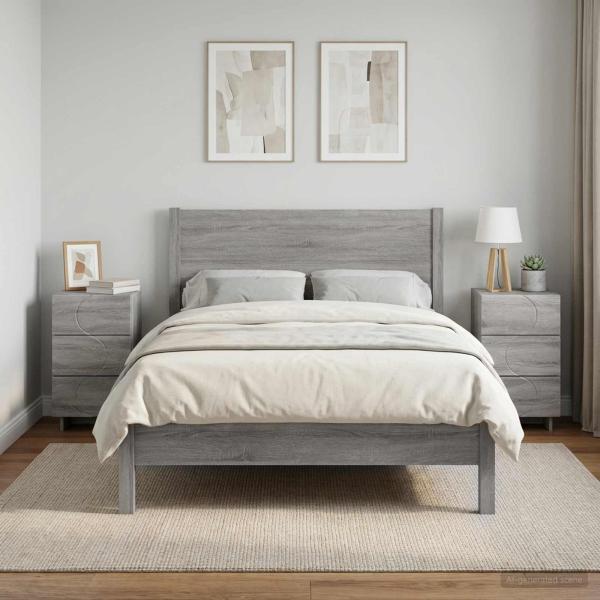 ARDEBO.de - Nachttisch 2 stk. Sonoma-Grau 33,5 x 34,5 x 60 cm Holzwerkstoff