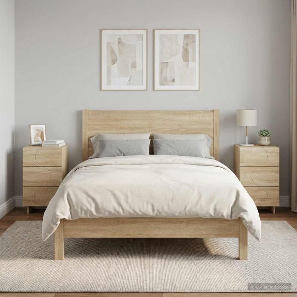 ARDEBO.de - Nachttisch 2 stk. Sonoma-Eiche 33,5 x 34,5 x 60 cm