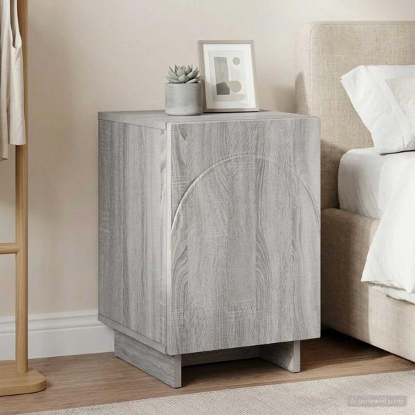 ARDEBO.de - Nachttisch Sonoma-Grau 33,5 x 34,5 x 50 cm Holzwerkstoff