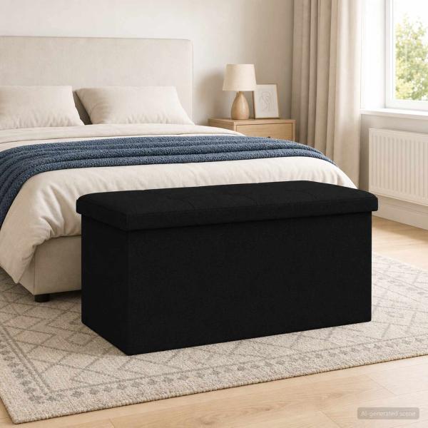 ARDEBO.de - Klappbare Aufbewahrungsbank Schwarz 180 kg 80 L 77 x 38 x 38 cm