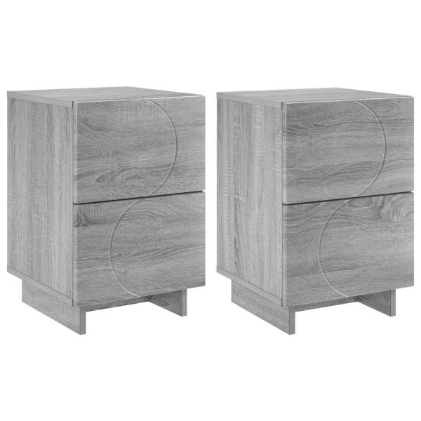 Nachttisch 2 stk. Sonoma-Grau 33,5 x 34,5 x 50 cm Holzwerkstoff