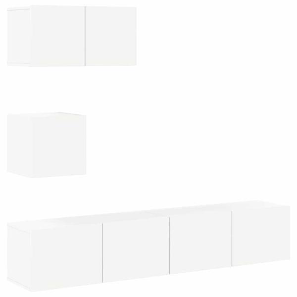 4-tlg. TV-Schrank-Set Weiß Holzwerkstoff