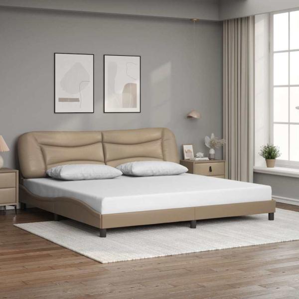 ARDEBO.de - Bettgestell ohne Matratze "Hvar" Cappuccino-Braun 200x200 cm Kunstleder