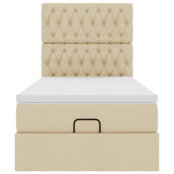 Ottoman-Bett mit Matratze & LEDs Creme 80x200 cm Stoff