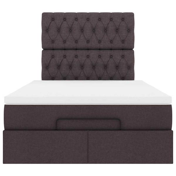 Ottoman-Bett mit Matratze & LEDs Dunkelbraun 120x200 cm Stoff