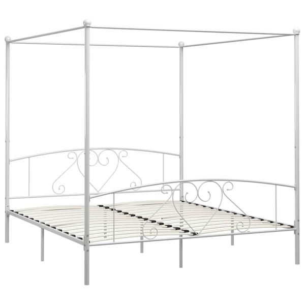 Himmelbett-Gestell Weiß Metall 200 x 200 cm