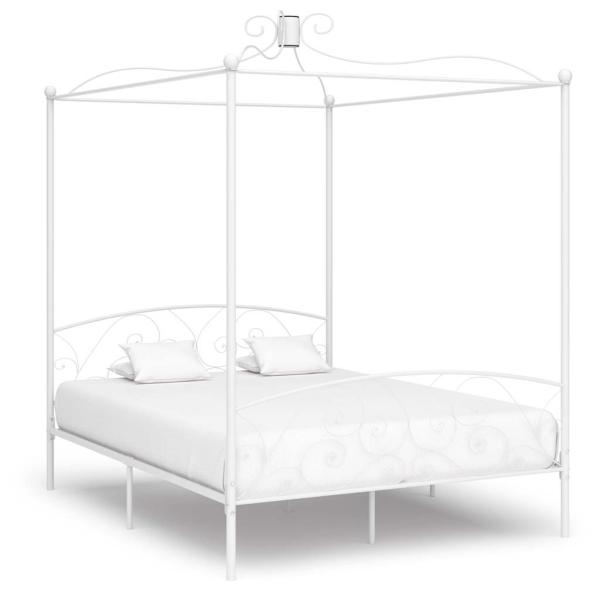ARDEBO.de - Himmelbett-Gestell Weiß Metall 160 x 200 cm