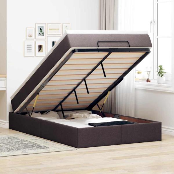 ARDEBO.de - Ottoman-Bett mit Matratze Dunkelbraun 120x200 cm Stoff