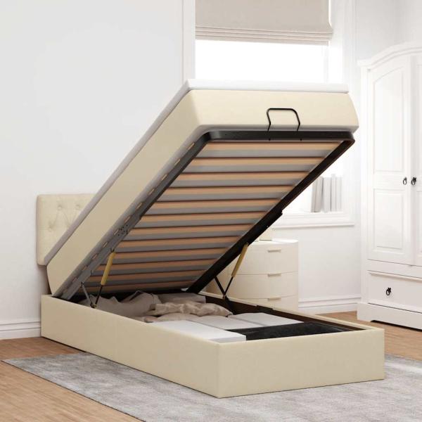 ARDEBO.de - Ottoman-Bett mit Matratze Creme 80x200 cm Stoff