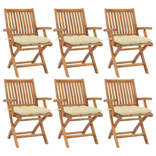 ARDEBO.de - Klappstühle mit Kissen, 6-teilig, Massivholz Teakholz